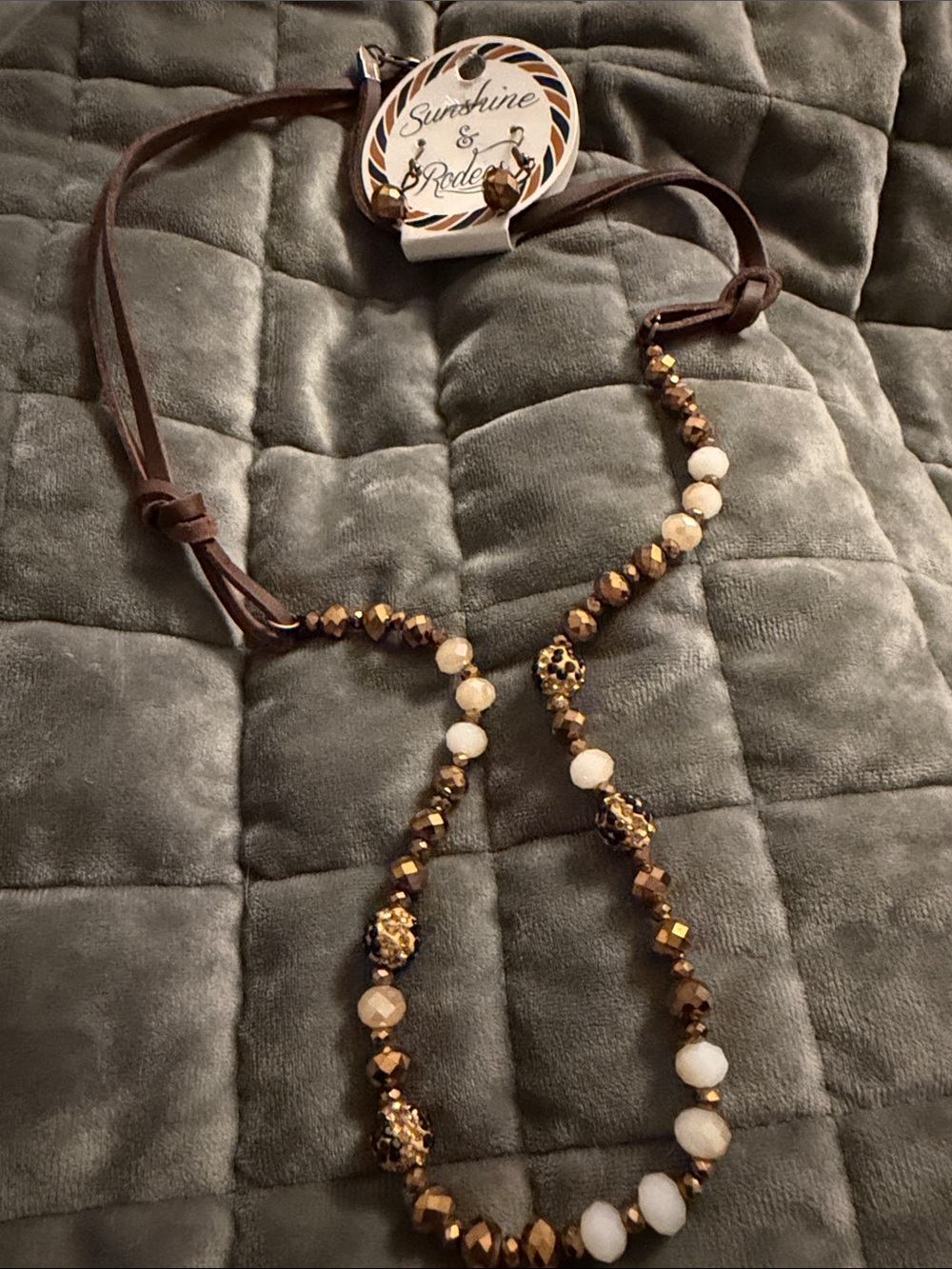Brown and White Beaded Necklace